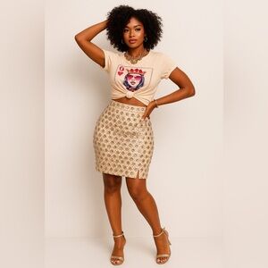 NWT ASOS Champagne Gold Sequin Embellished Mini Skirt for Night Out Size 4